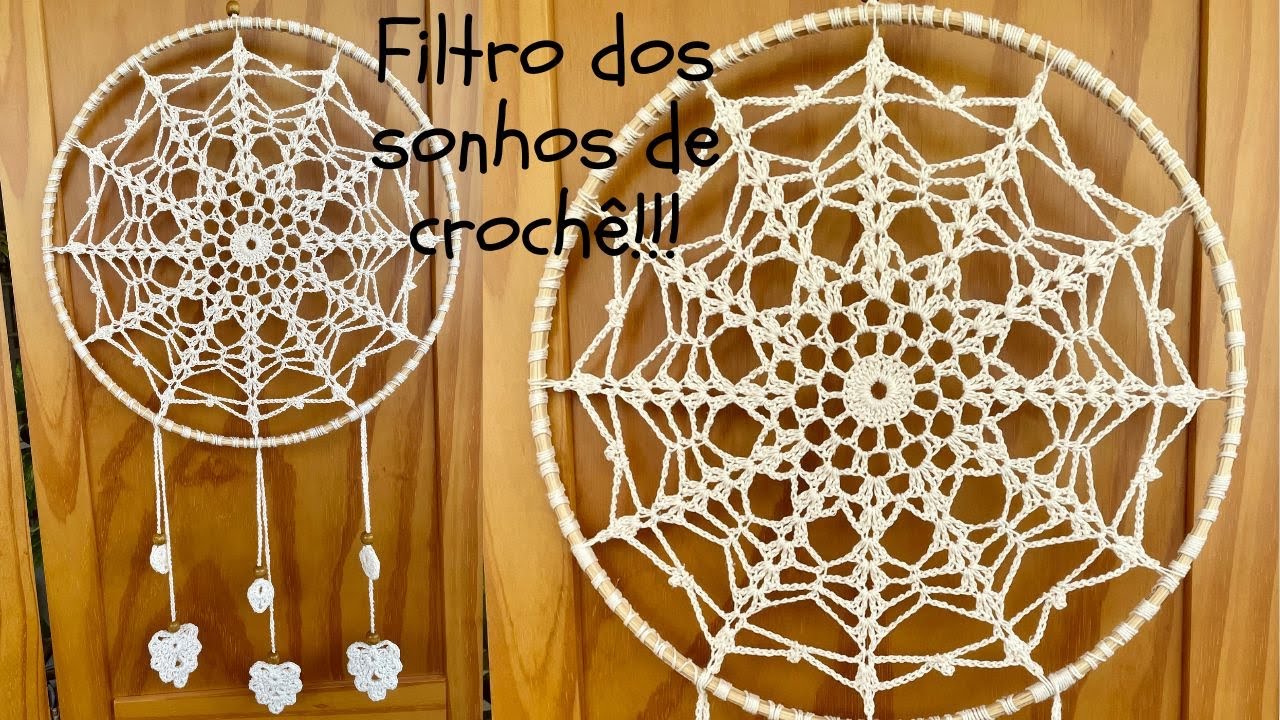 Filtro dos sonhos com mandala de crochê. Traz beleza, harmonia e tranquilidade ao ambiente. Modelo 4