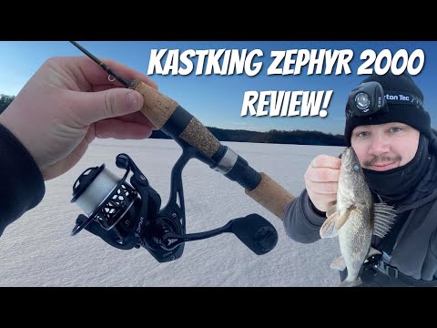 KASTKING Zephyr Spinning Reel Review: I Catch My First Ever Saugeye Through  The ICE! 