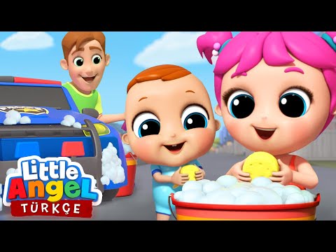 Su ve Sabun Hazir, Araba Yikama Zamani🚗  🚌| | Can Bebek ile Eğlenceli Şarkılar | Little Angel Türkçe