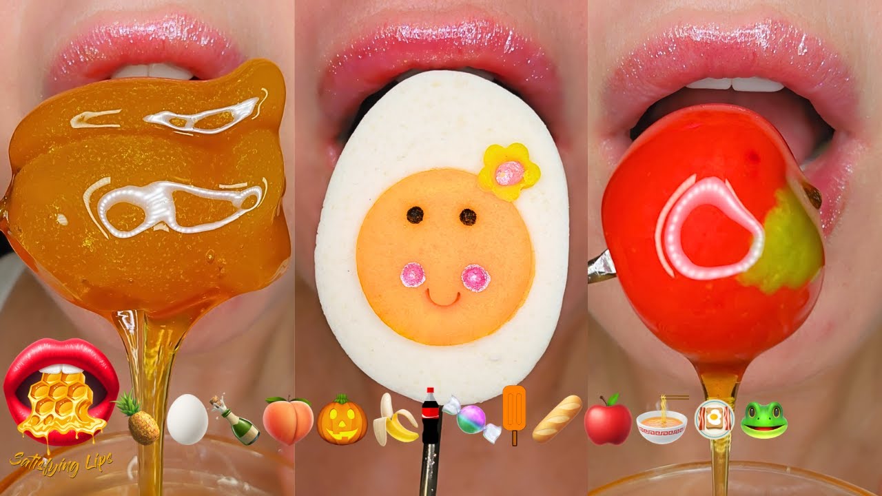 Satisfying ASMR Eating Mukbang Emoji Challenge - YouTube