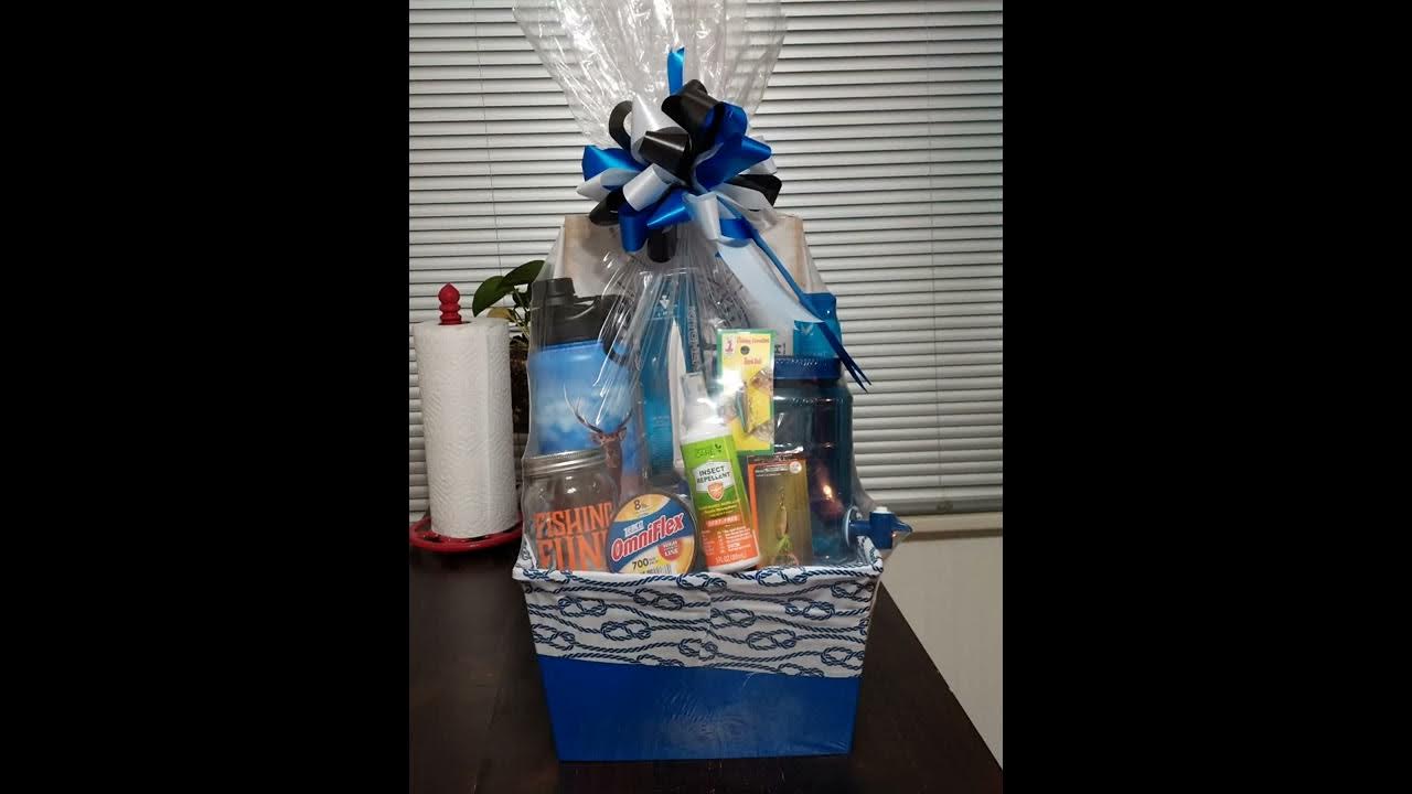 Fishing themed gift baskets . 