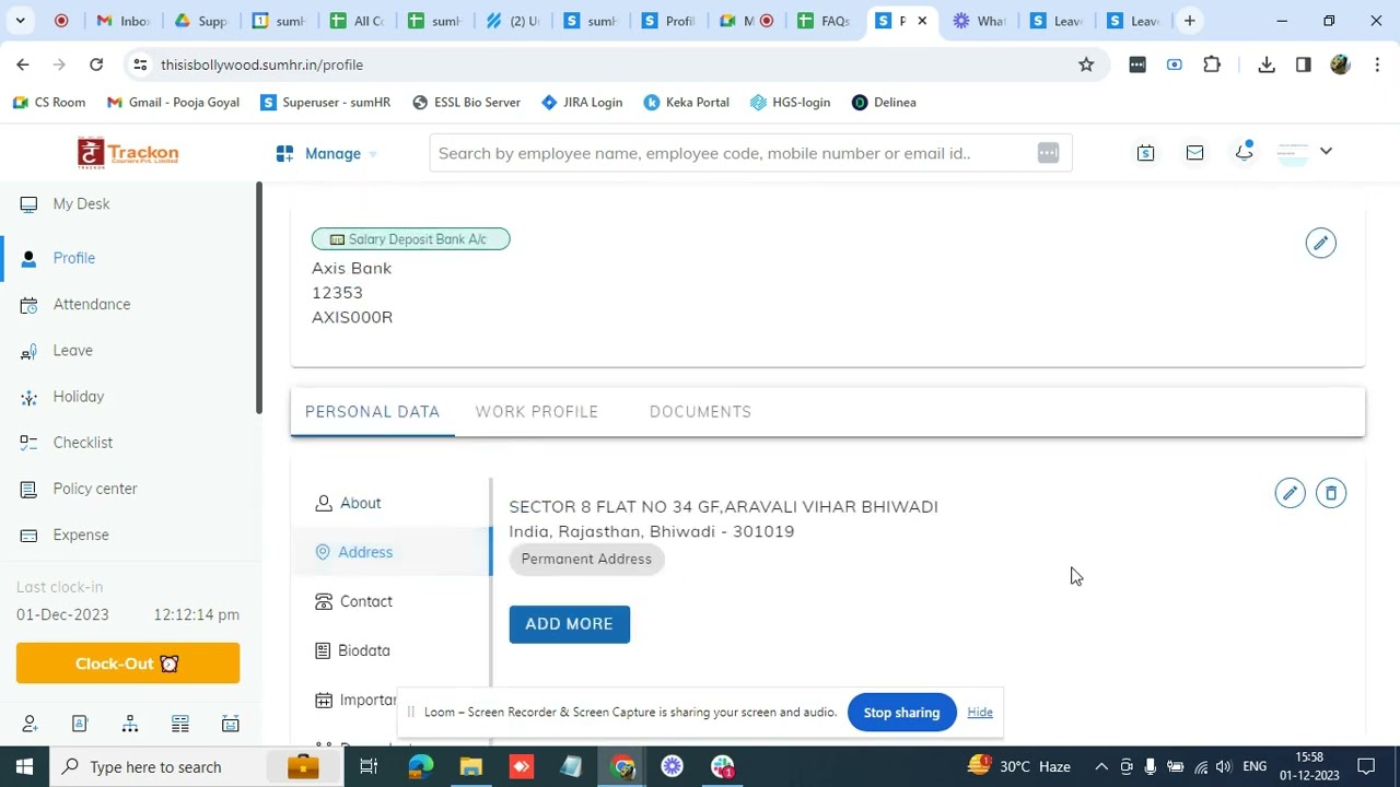 sumHR by Jupiter Money | sumHR by Jupiter Money | How to Add Edit Personal Data
