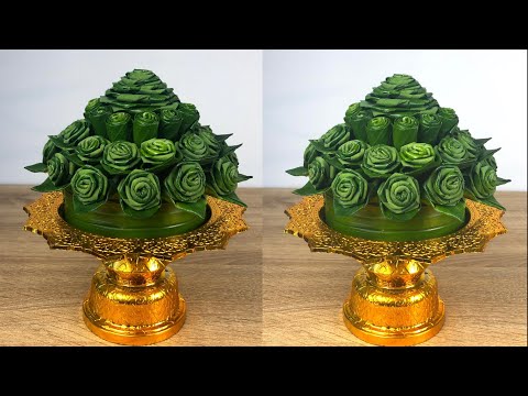 พานพุ่มใบเตย | พับใบเตยดอกกุหลาบ | DIY Pandan leaves | MeeDee DIY