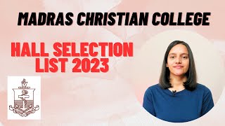 HALL SELECTION LIST 1 | MADRAS CHRISTIAN COLLEGE