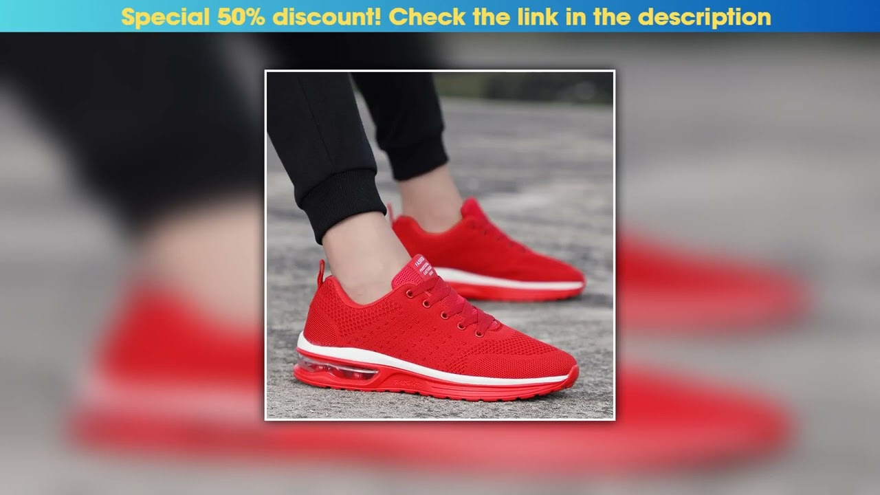 Deal Red Cheap Running Shoes for Men Women Breathable Weave Air Cushion Sneakers Big Size 35-46 Men