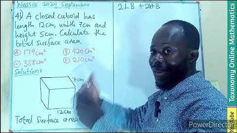 September 2024 WASSCE Objective Test Question No. 41 on Total Surface Area of Cuboid (Mensuration)