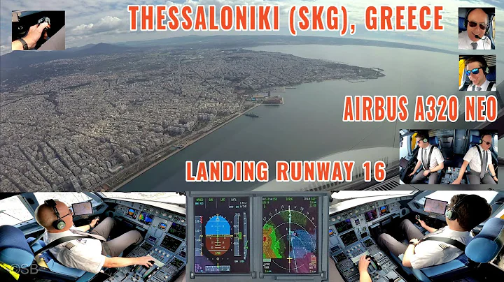 THESSALONIKI 🇬🇷 (SKG):  Airbus A320 NEO | Approach over the city to runway 16 | Cockpit and pilots