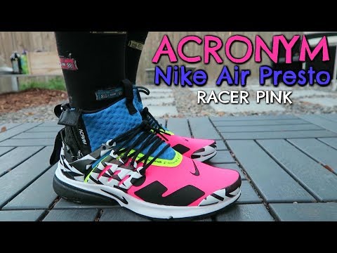 air presto mid acronym racer pink on feet