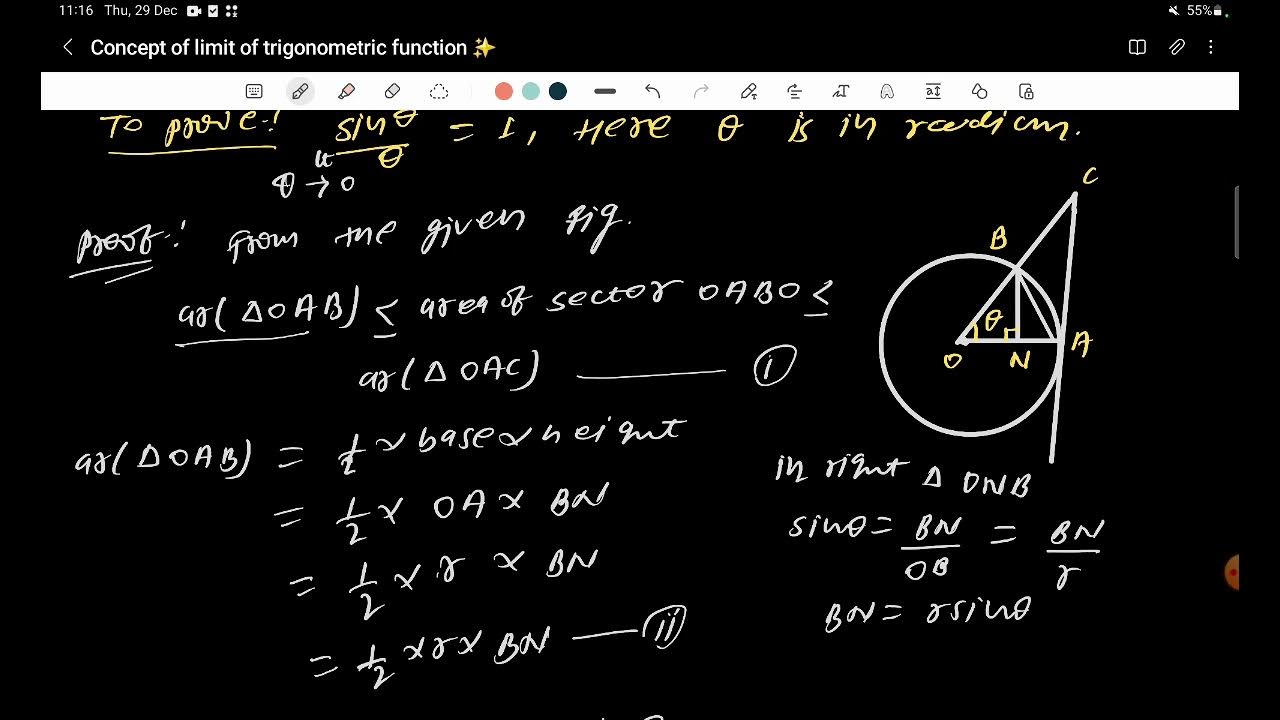 limit theta tends to zero sin theta by theta is equal to 1#mathematics ...
