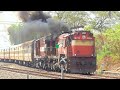 Extreme smoking double alcos wdm 3d chugging full speed diese trains sachkhand tapavan exp