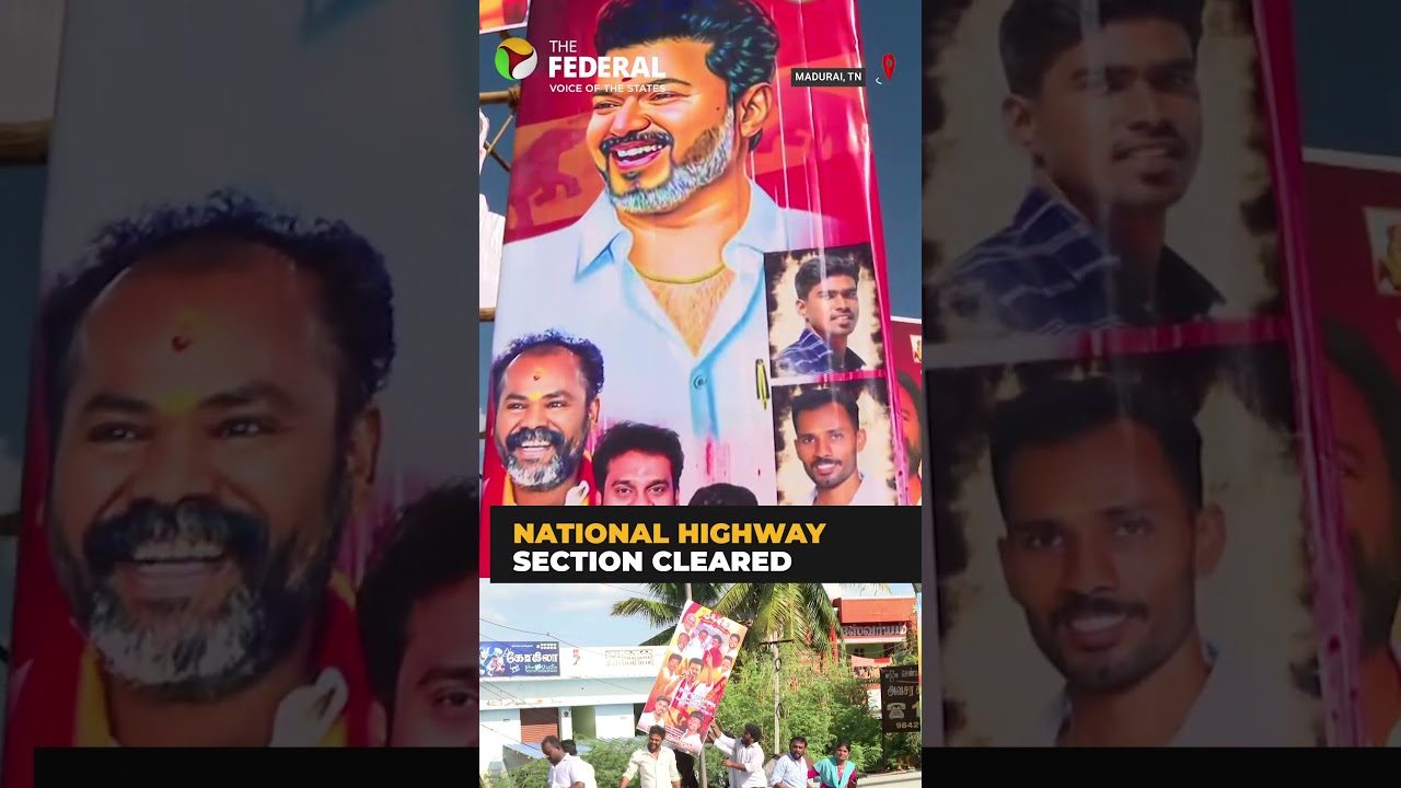 Banners removed from national highway near TVK conference venue after court order
