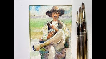 CHARLES REID Style Cowboy - How to Watercolor Figure Painting Tutorial - with Pro Artist Chris Petri