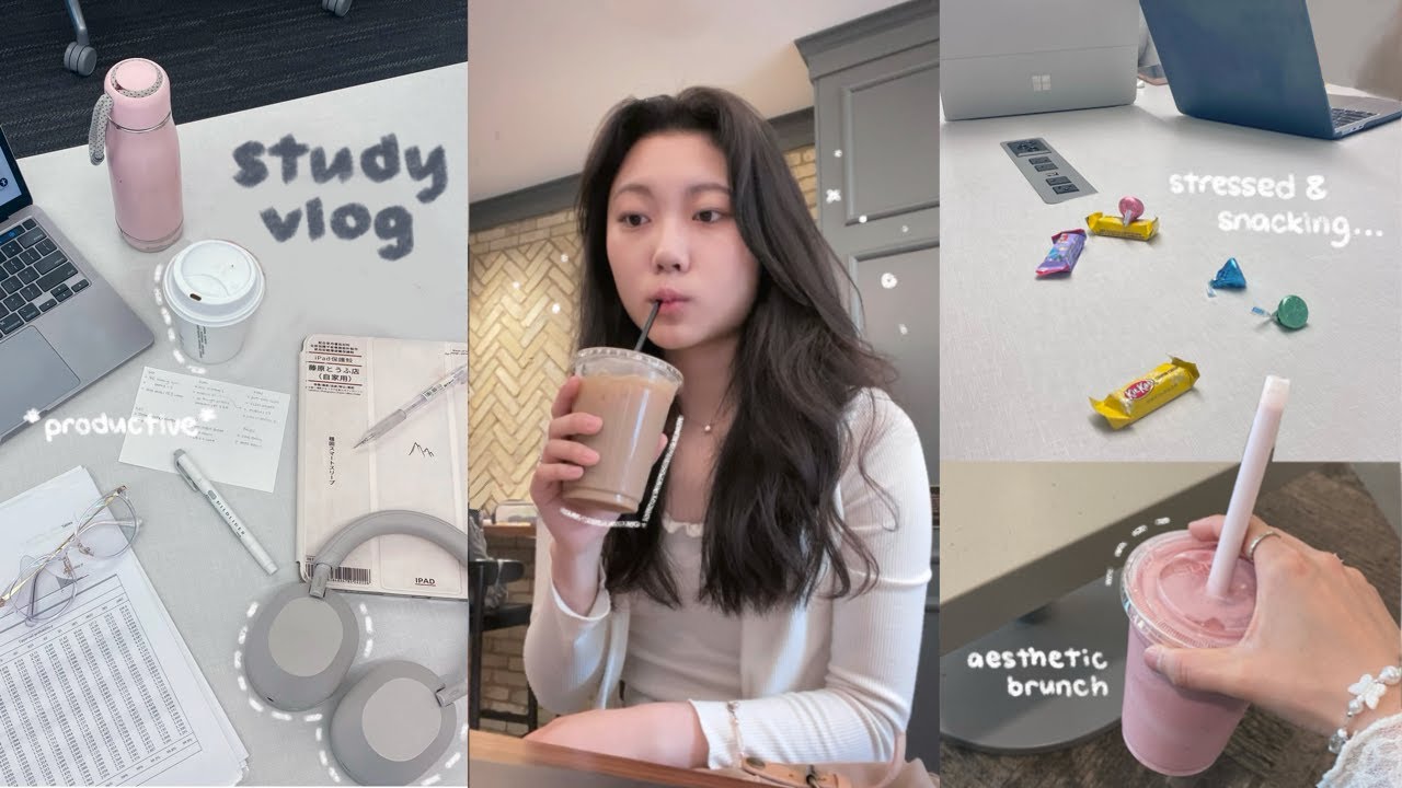 productive STUDY vlog 🍧: a weekend in library, brunch date + coffee, to ...