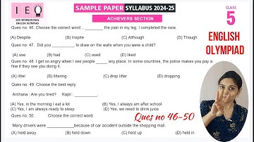 IEO Class 5 English Olympiad Sample Paper Ques no 46-50 |  English Olympiad Mock Test for Class 5