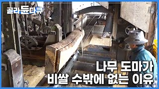 20톤 잘라봐야 고작 0.5톤. 팔만대장경을 새겨 넣었던 단단한 산벚나무로 흠집 없는 나무 도마를 만드는 과정│수제 도마 장인│극한직업│#골라듄다큐