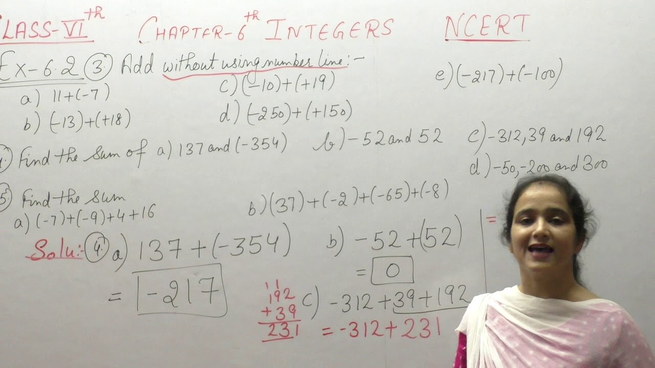 Ncert Class 6 Maths Ch-6 Integers Ex-6.2 Q- 3,4,5 - YouTube