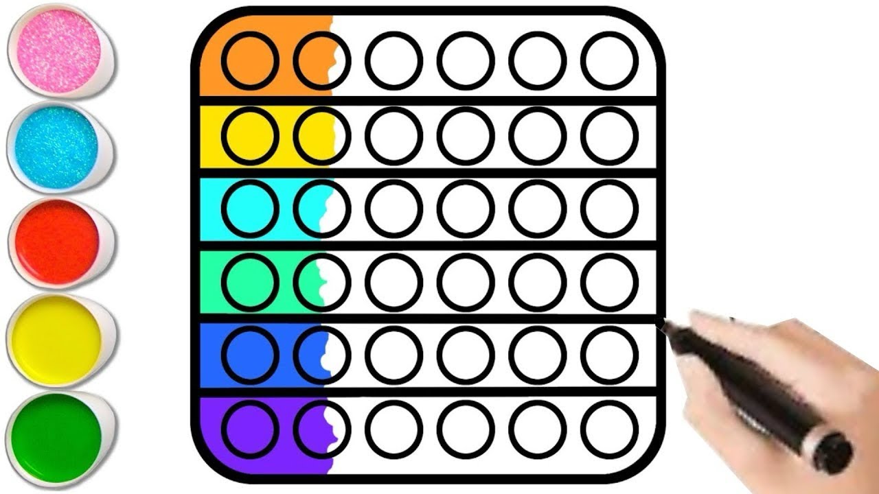 Drawing and Coloring a RainbowPOP IT | Easy pop it drawing for kids # ...