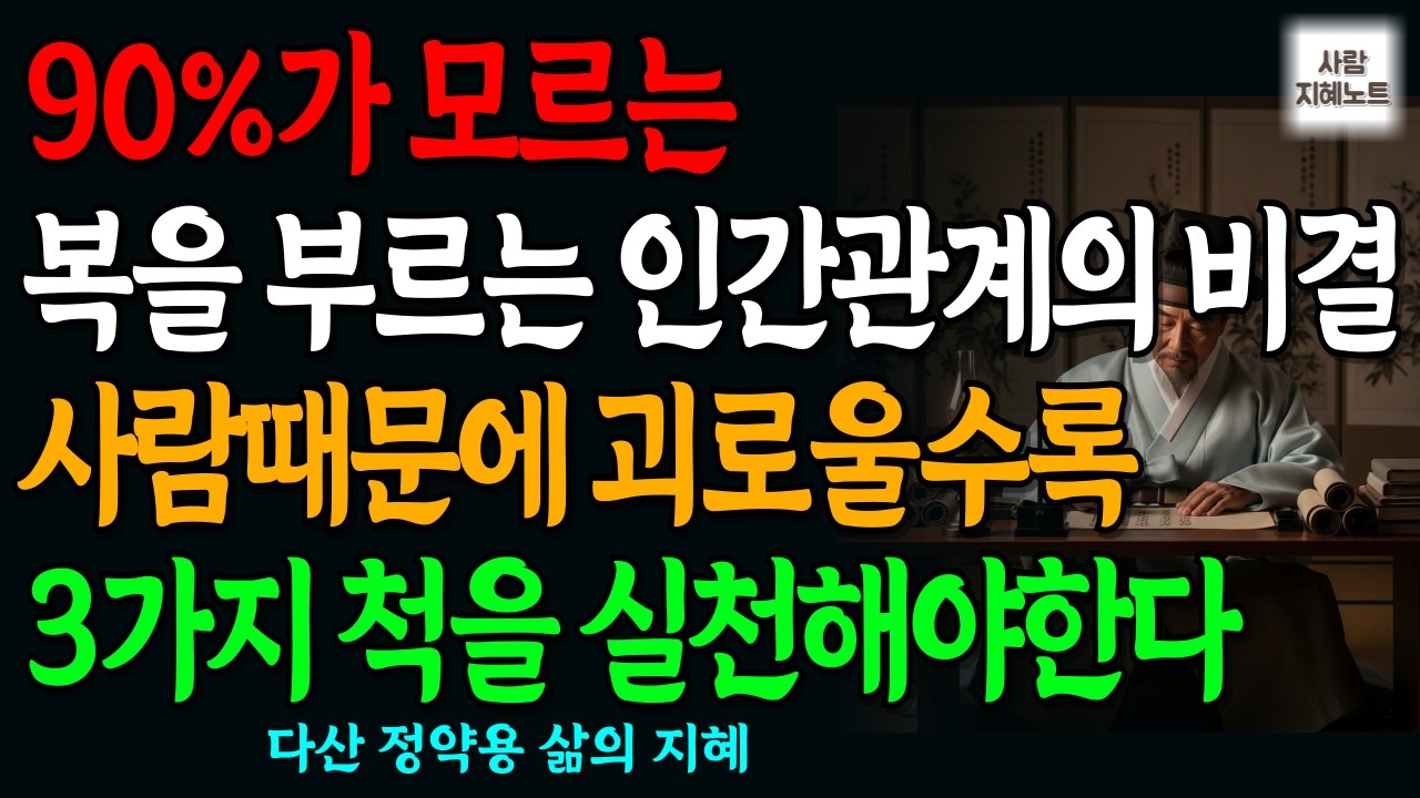 사람 때문에 괴로울수록, 현명한 사람은 이 3가지 척을 합니다 l정약용 대화법 l 삶의지혜 l 인간관계 l 인생명언