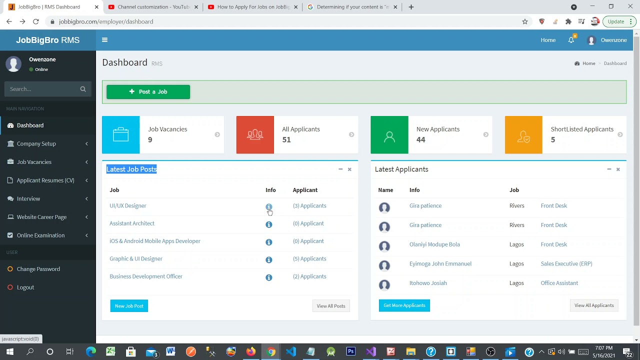 JobBrigBro Recruitment Management System (RMS)