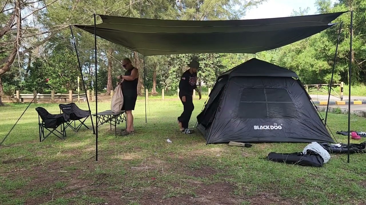 Blackdog Hexagon Tarp & Blackdog Auto Tent 3-4 people - YouTube