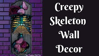Halloween Crafts: Creepy Skeleton Wall Decor | Easy Halloween Decor