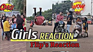 Flips In Public Reaction🤯||🇮🇳 Reels Stunt Girls Reaction Videos😍 #tiktokstunts #reelsvideo#stunt