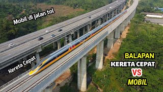 BALAPAN..! KERETA CEPAT VS MOBIL di jalan tol mana yang cepat | The fastest train of Indonesia🇮🇩