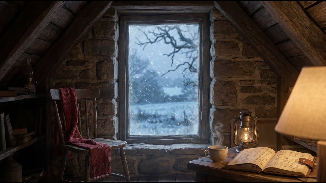 Attic Desk Winter Ambience | Soft Piano Study Sounds | Life of Kite