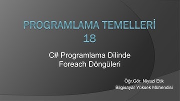 Programlama Temelleri 18 - C# 