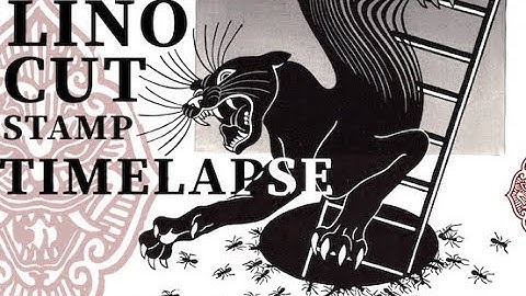 Linocut timelapse of a stamp made for 