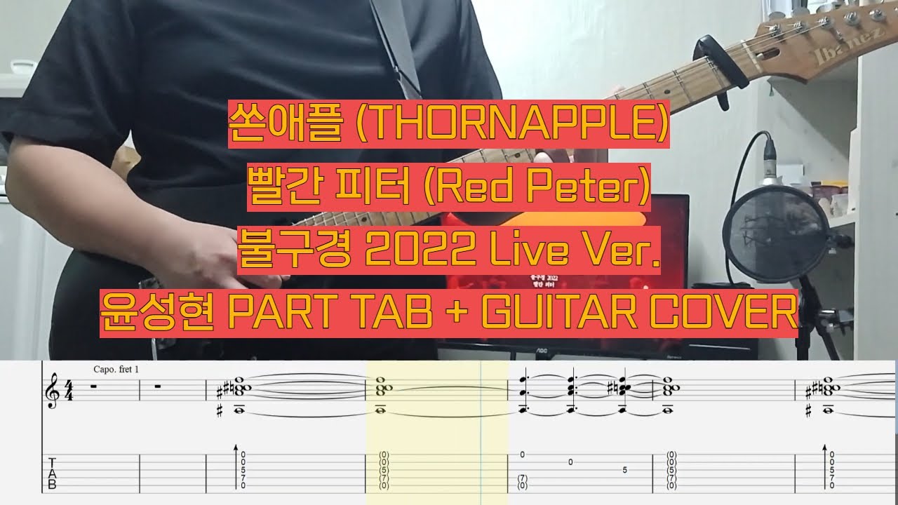 [TAB] 쏜애플(THORNAPPLE) - 빨간 피터(Red Peter) 불구경 2022 Ver. [윤성현 기타 커버 + 악보]