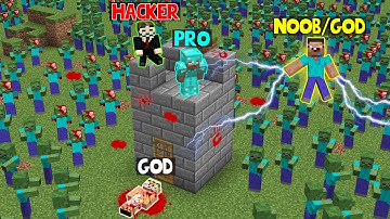 Minecraft Battle: ZOMBIE APOCALYPSE CHALLENGE! NOOB vs PRO vs HACKER vs GOD in Minecraft Animation