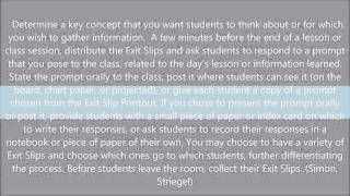 Reading Strategy Exit Slip