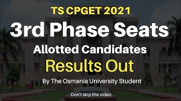 TS CPGET 2021| FINAL PHASE SEAT ALLOTMENT RESULTS OUT #cpget2021