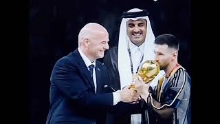 MESSI Recieving World Cup From Quatar King