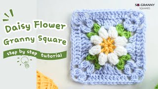 Farmhouse Granny Square with Daisy Flower 🌼