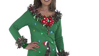 Ugly Cat Sweater - Womens holiday cat sweater with lights www.TheUglyHolidays.com ЁЯОД Christmas Sweaters With Lights Domestic And Imported Historic Center тШГя П