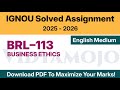 IGNOU BRL 113 Solved Assignment 2025-26 English Medium PDF Download | IGNOU BBA Assignment