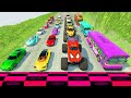 HT Gameplay Crash # 655 | Cars & Monster Trucks vs Massive Speed Bumps vs DOWN OF DEATH Thorny Road