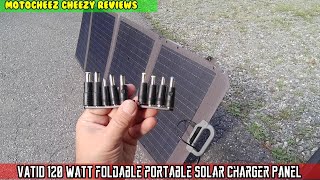 VATID 120 watt foldable portable Solar charger Panel. PPS, QC3.0 USB & DC Output Camping Van RV