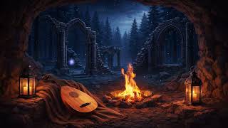 Fantasy Ruins Campfire 🔥 Medieval Cave & Mystic Forest | Magical Night Background screenshot 2
