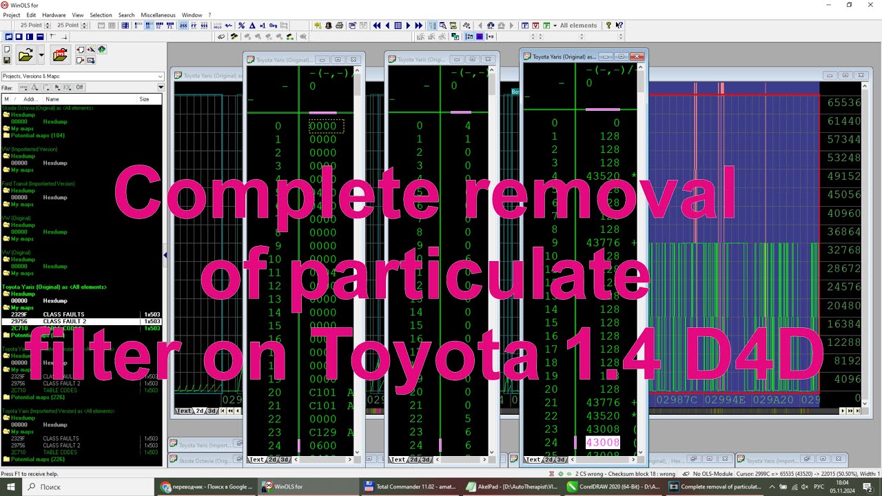 Complete removal of particulate filter on Toyota 1 4 D4D EDC17CP37
