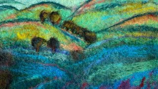 Wet Felting Landscapes with Needle Felted Details using Hand Dyed Wooltops
