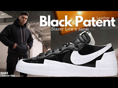 Blazer Low x sacai Black Patent Leather|Nike Blazer Low x sacai