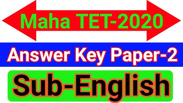Maha TET 2020 Answer Key Paper-2 English | Maha TET 2020 Answer Key| Paper 2 Answer Key