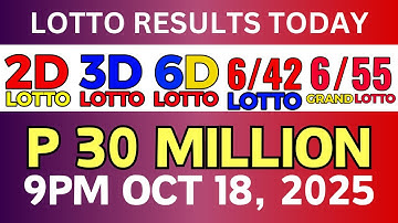 Lotto Result Today 9PM Draw October 18, 2025 PCSO Complete Details