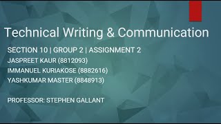 Technical Writing & Communication | Section 10 | Group 2 | Assignment 2