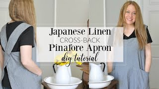 Crossback Apron Crossback Linen Apron Japanese Apron Japanese Linen Apron  Pinafore Apron Workshop Apron Crossover Apron 