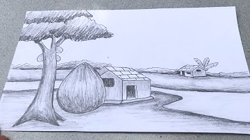 vẽ tranh phong cảnh bằng bút chì | how to draw landscape with pencil