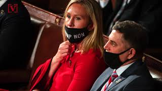 A republican freshman congresswoman caused quote “screaming match”
when she refused to wear face mask on the house floor during
swearing-in of 117th congress. veuer’s maria mercedes ...
